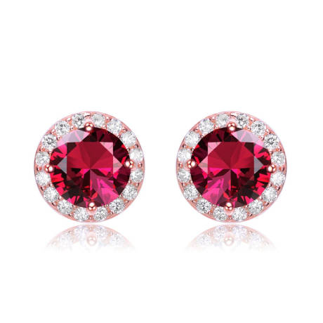 Rachel Glauber Round Shaped Stud Earrings with Colored Cubic Zirconias