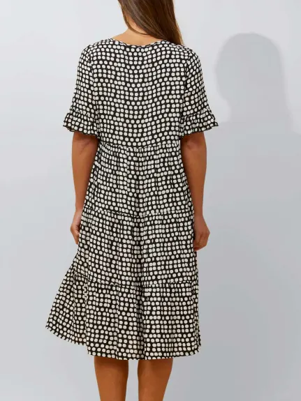 Annick - Vanessa Midi Dress A-Line Polka Dot Tiered Skirt