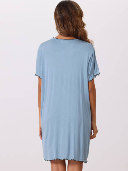 Cheibear - Soft Ruffled Short Sleeve Nightgown