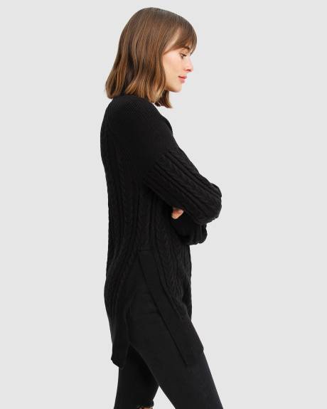 Belle & Bloom - At Last Cable Knit Jumper with Slit