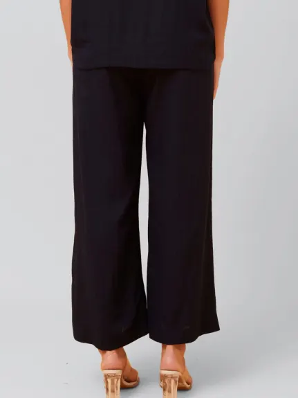 Annick - Danny Pants Linen Straight Elastic Waist Navy