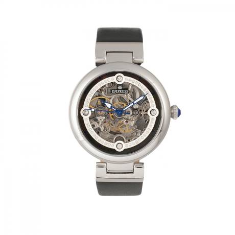 Montre squelette automatique Empress Adelaide avec bracelet en cuir - Blanc