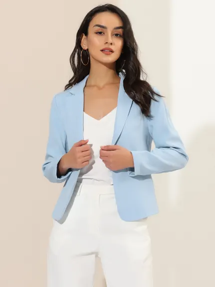 Allegra K- Open Front Casual Crop Suit Blazer Jacket