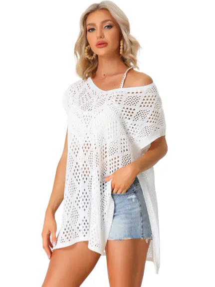 Allegra K - Beach Mesh Crochet Cover Up