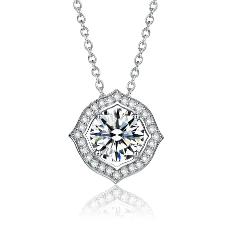 SV Argent Sterling  avec 1ctw Lab Créé Moissanite Round Halo Vintage Style Pendentif Collier