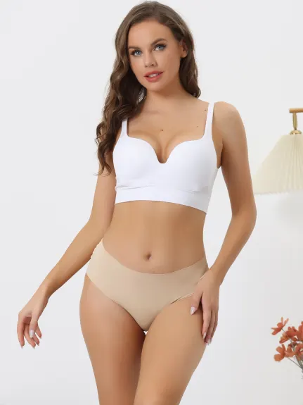 Allegra K- Mid Waist Thin Breathable Invisible Panties