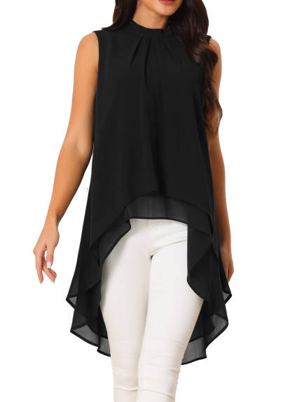 Allegra K- Tie Back Mock Neck Flowy Tops