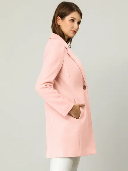 Allegra K- Classic Notched Lapel Long Overcoat