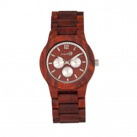 Earth Wood - Montre-bracelet Bonsai avec jour/date - Rouge