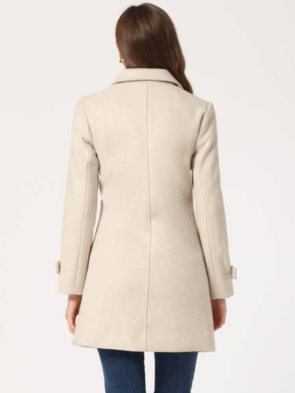 Allegra K- Peter Pan Collar Outwear Trench Peacoat