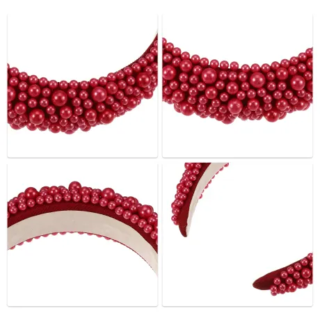 Unique Bargains - Faux Pearls Wide Padded Headband