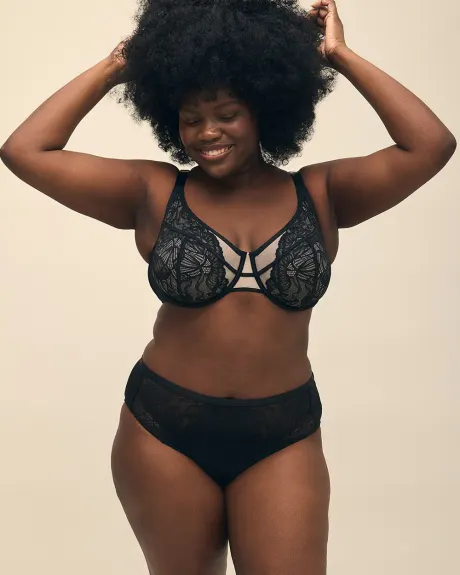 Soutien-gorge en dentelle et mesh, avec armatures - Déesse Collection