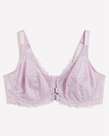 Unlined Front Closure Bra with Lace - Déesse Collection