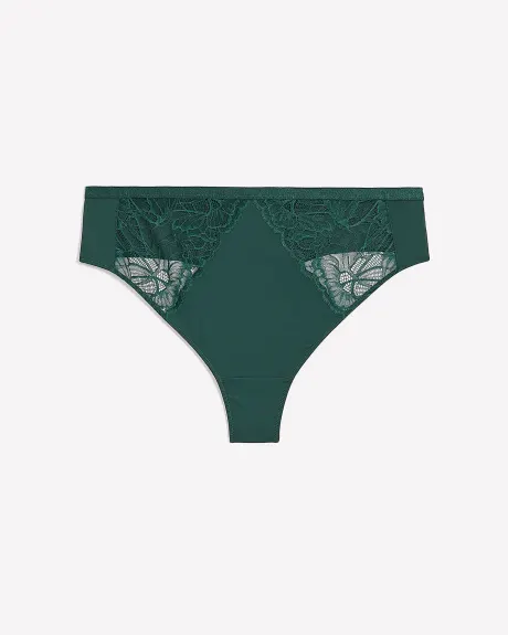 Culotte tanga en microfibre avec dentelle et mesh - Déesse Collection