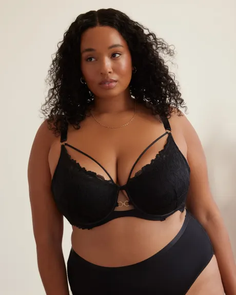 Sexy Black Lace Underwire Balconette Bra - Déesse Collection