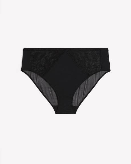 Black High-Cut Brief with Lace and Mesh - Déesse Collection