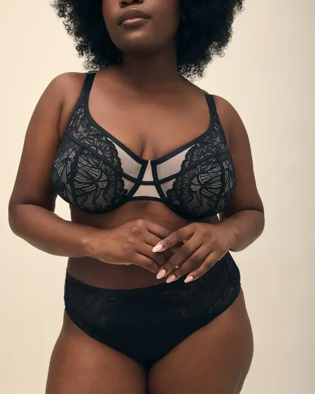 Soutien-gorge en dentelle et mesh, avec armatures - Déesse Collection