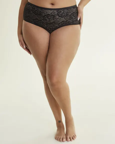 Culotte classique en dentelle avec élastique à la taille - Déesse Collection