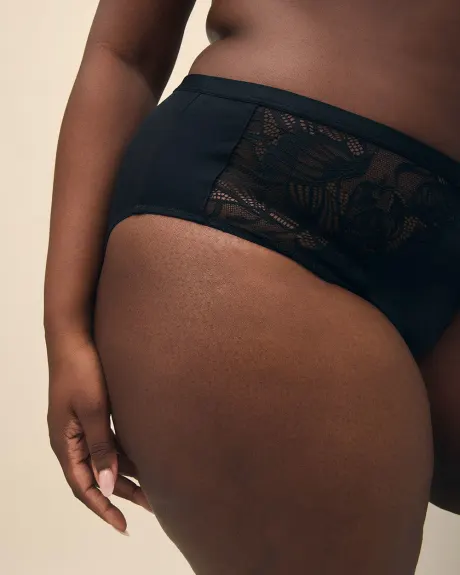 Black High-Cut Brief with Lace and Mesh - Déesse Collection