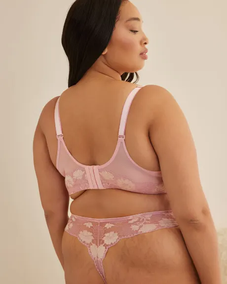 Culotte tanga en microfibre satinée avec taille en dentelle - Déesse Collection