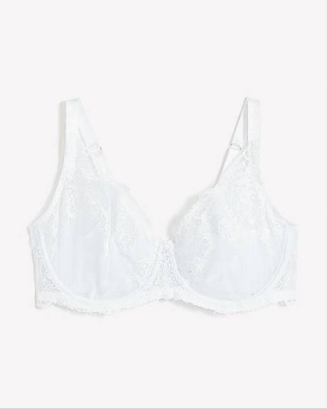 Unlined Mesh and Lace Sexy Balconette Bra - Déesse Collection