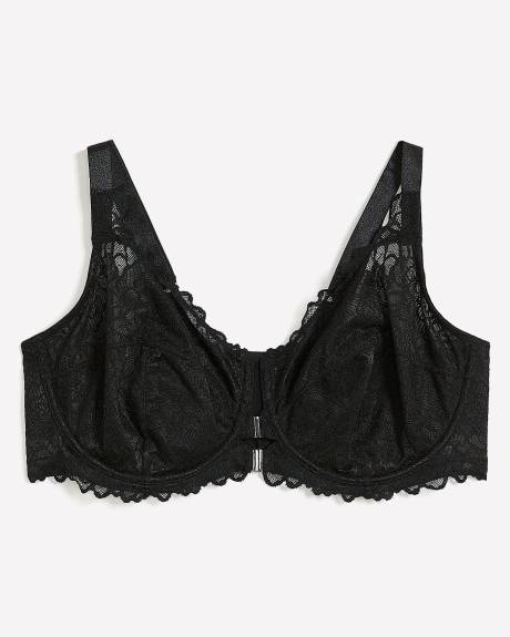 Unlined Front Closure Bra with Lace - Déesse Collection