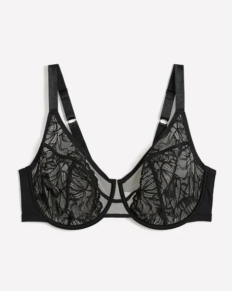 Soutien-gorge en dentelle et mesh, avec armatures - Déesse Collection