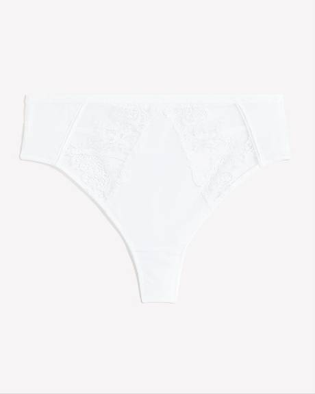 Sexy Satin Thong with Lace and Mesh - Déesse Collection