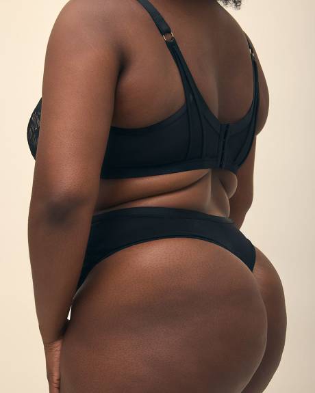 Microfibre Thong with Lace and Mesh Back - Déesse Collection