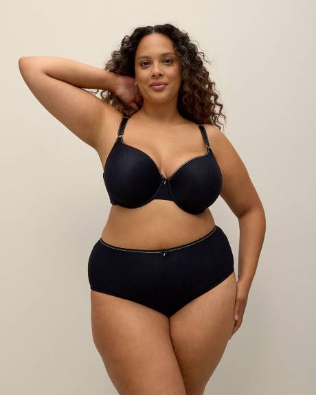 Culotte noire en tricot texturé avec élastique métallique - Déesse Collection