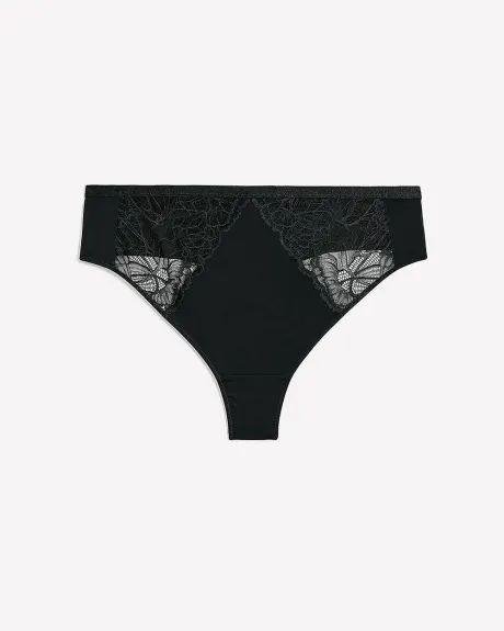 Culotte tanga en microfibre avec dentelle et mesh - Déesse Collection