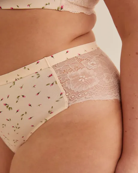 High-Cut Microfibre Brief with Lace and Bow - Déesse Collection