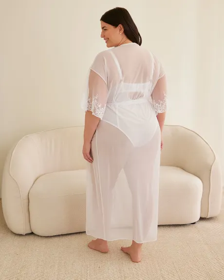 White Lace and Mesh Robe - Déesse Collection