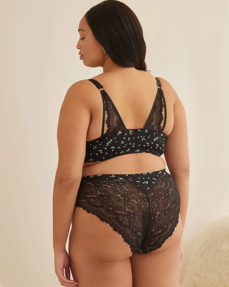 Printed Microfibre Front-Closure Plunge Bra with Lace Back - Déesse Collection