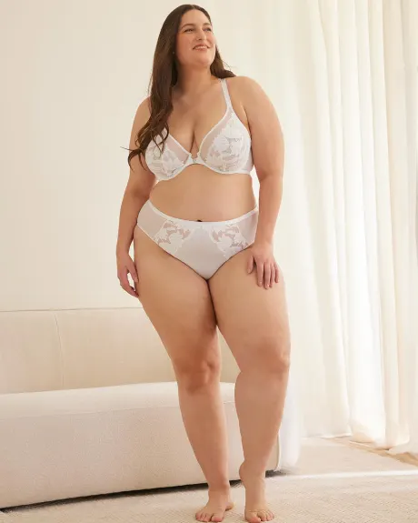 Culotte échancrée blanche en maille avec dentelle - Déesse Collection