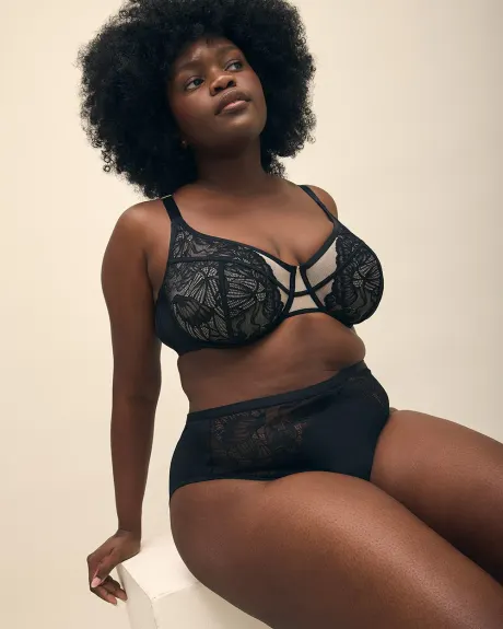 Soutien-gorge en dentelle et mesh, avec armatures - Déesse Collection