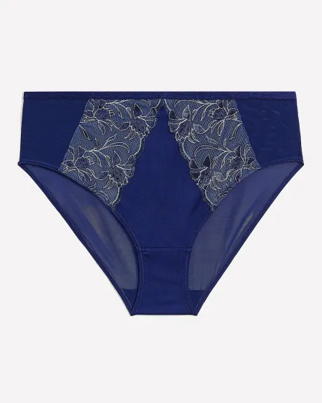 Satin High-Cut Brief with Embroidery - Déesse Collection