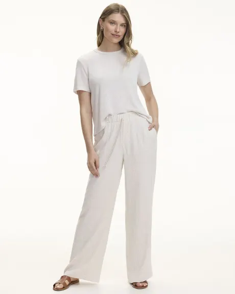 Wide-Leg Linen-Blend Pant - Petite