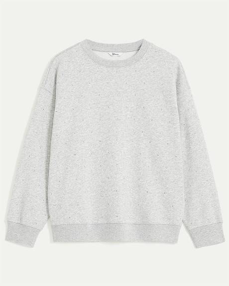 Crew-Neck Sweatshirt with Rhinestones