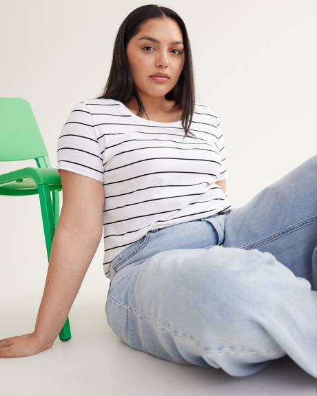 Scoop-Neck Striped Cotton Tee - R Essentials