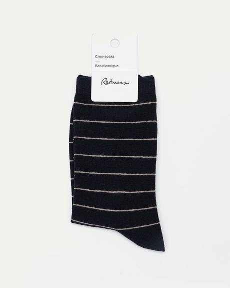 Cotton Crew Socks with Stripes