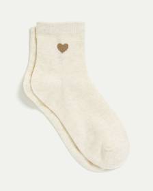 Cotton Crew Socks with Heart