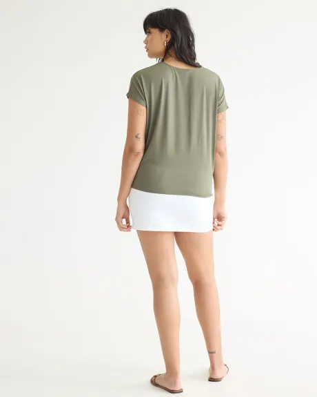 Short-Dolman-Sleeve Boat-Neck Tee