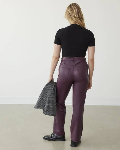 Pantalon taille haute à jambe droite en faux cuir