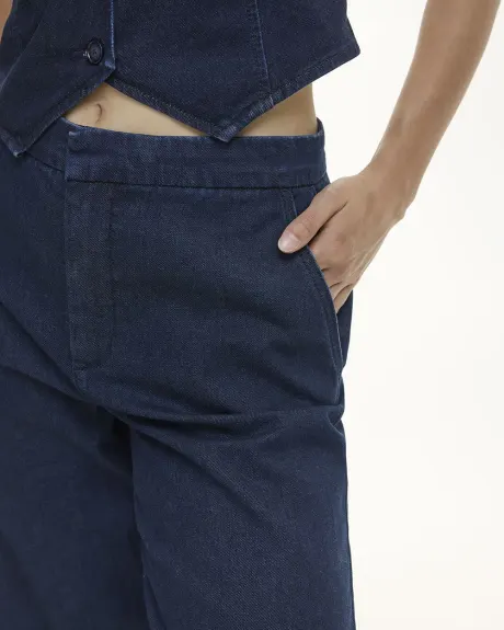 Pantalon en denim à jambe large et taille haute