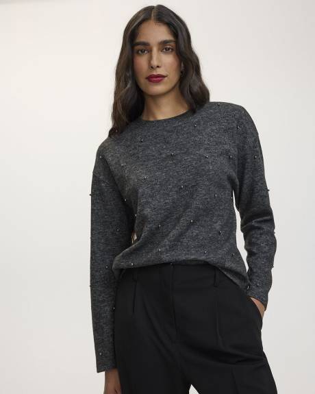 Long-Sleeve Crew-Neck with Pearls