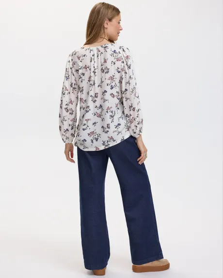 Blouse à manches 3/4 et col V