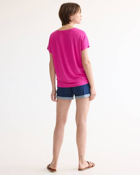 Short-Dolman-Sleeve Boat-Neck Tee