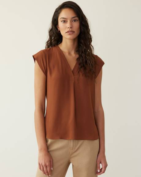 Blouse à manches très courtes et col V, R Essentials