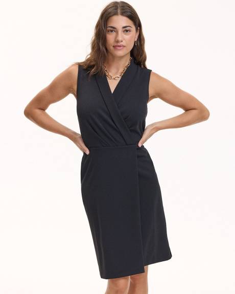 Sleeveless Wrap Dress with Blazer Collar